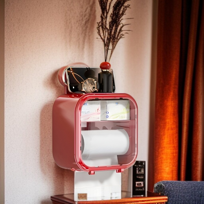 벽걸이 빨판 티슈케이스 비주얼 방수 휴지케이스 수납케이스 화장실 티슈수납케이스