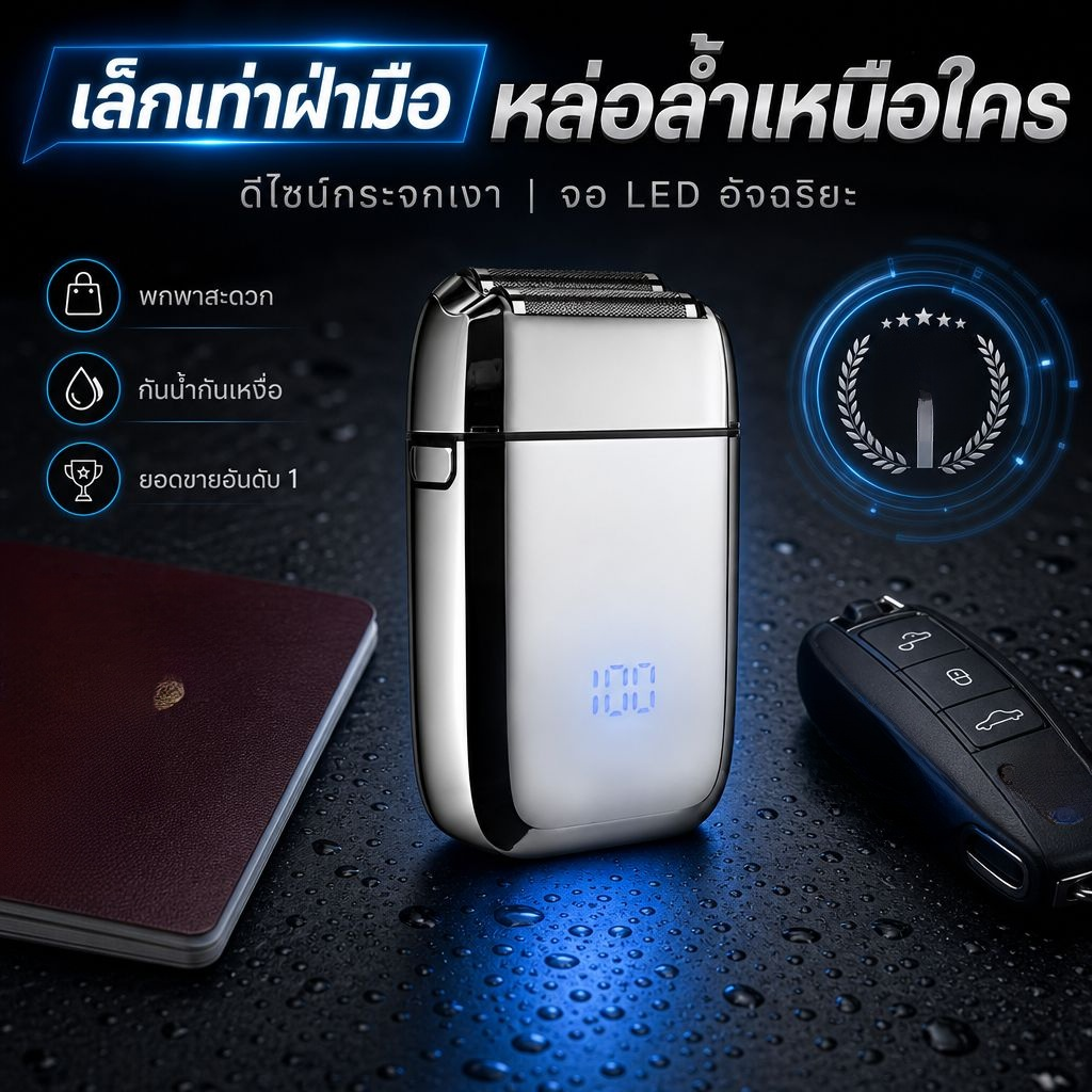 เครื่องโกนหนวดไฟฟ้าแบบสั่นสำหรับผู้ชาย ชาร์จ USB โกนสะอาดไร้รอยต่อ