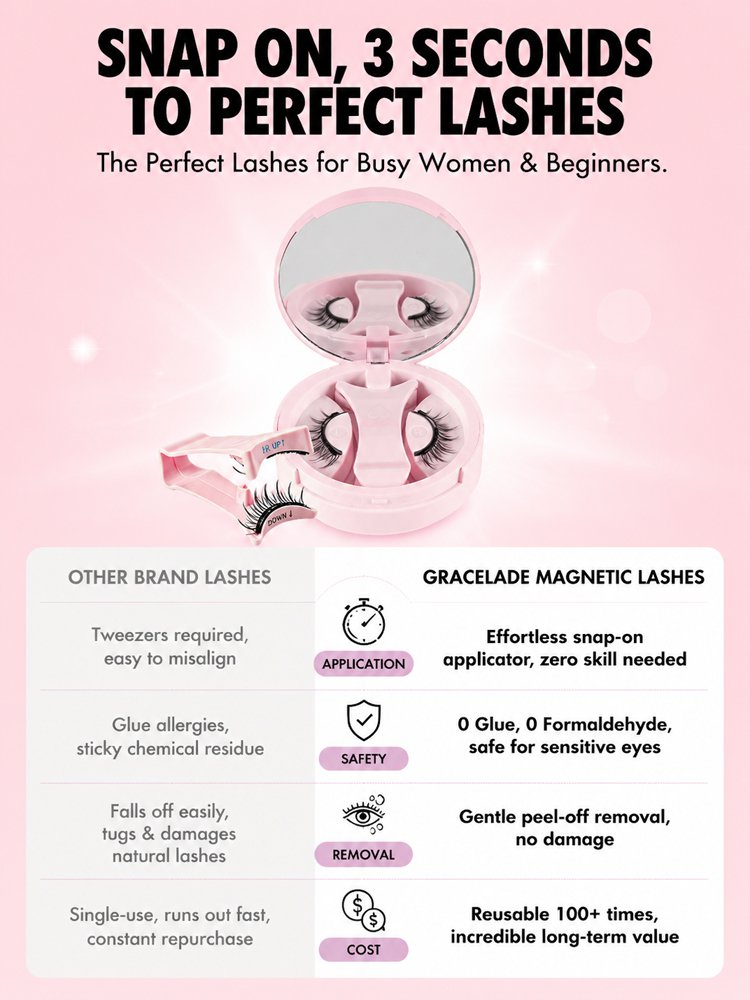 [No glue, no removal hassle; achieve perfect lashes in 3 seconds] Magnetic False Eyelashes