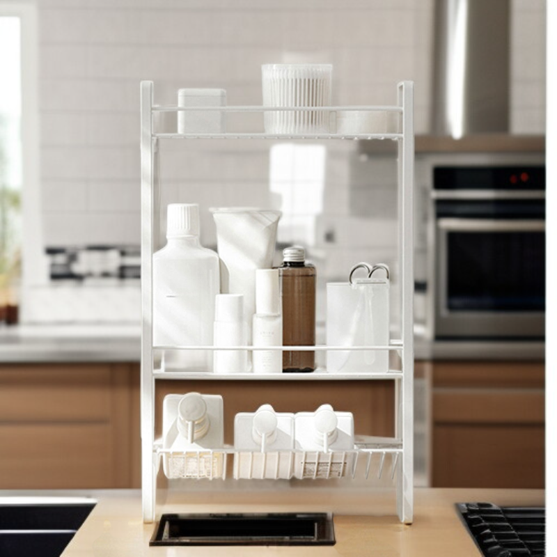 Metal 3-Tier Bathroom Storage Shelf Cleaning Supplies Organizer