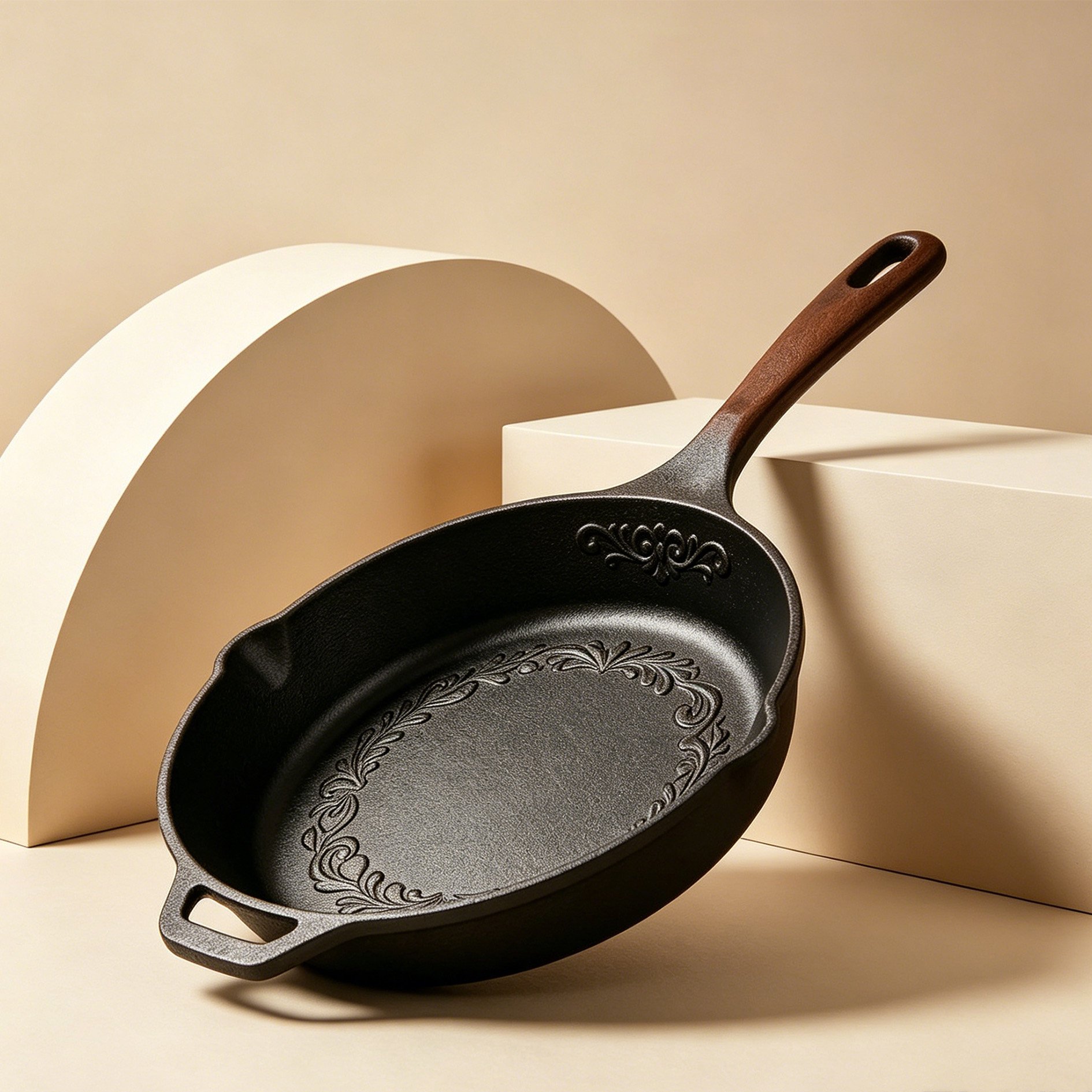 Cast aluminum low-oil frying pan
