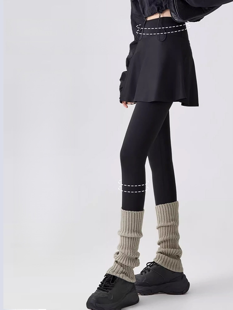 치마가 달린 뒤 기모 요가 바지