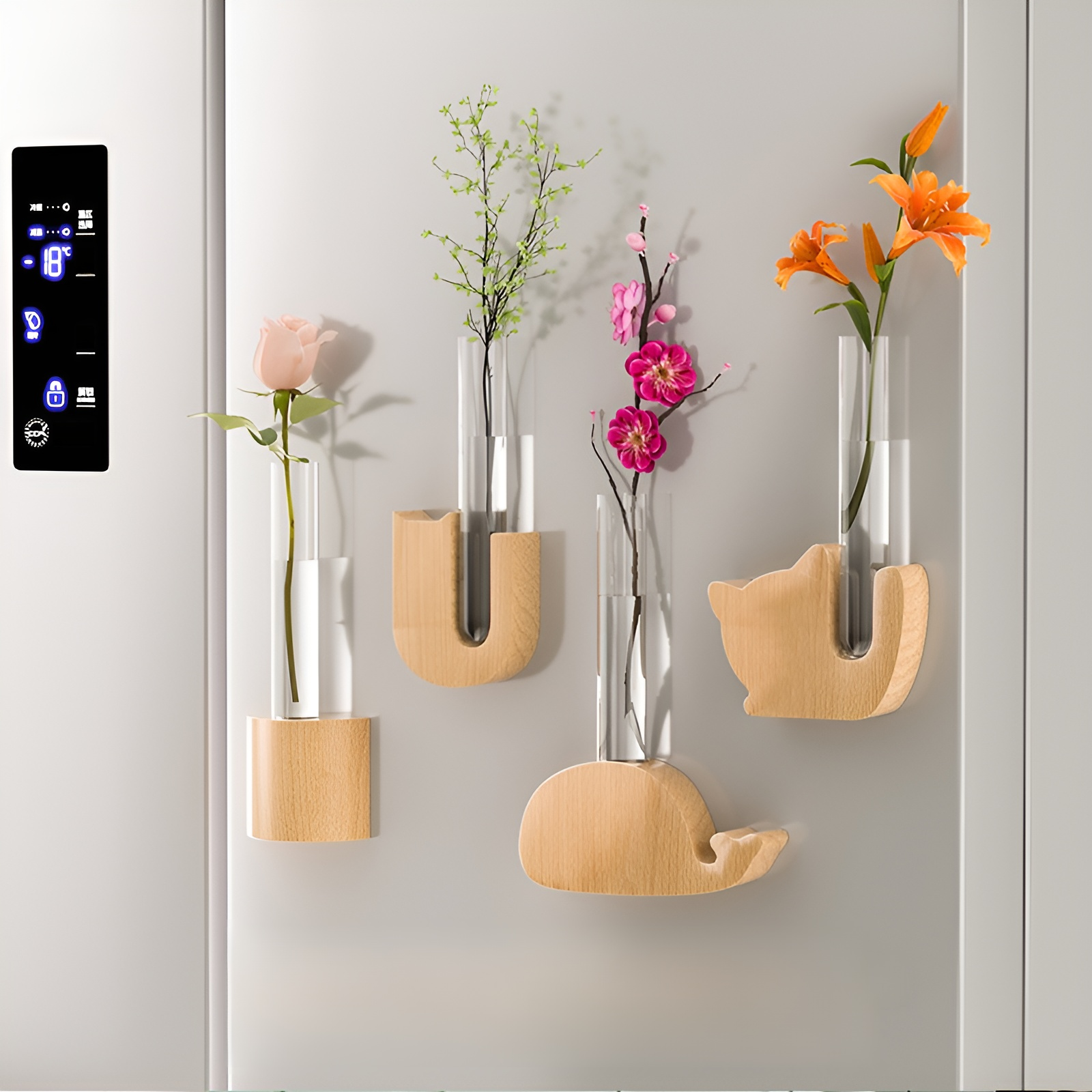 木製マグネット付きミニ花瓶