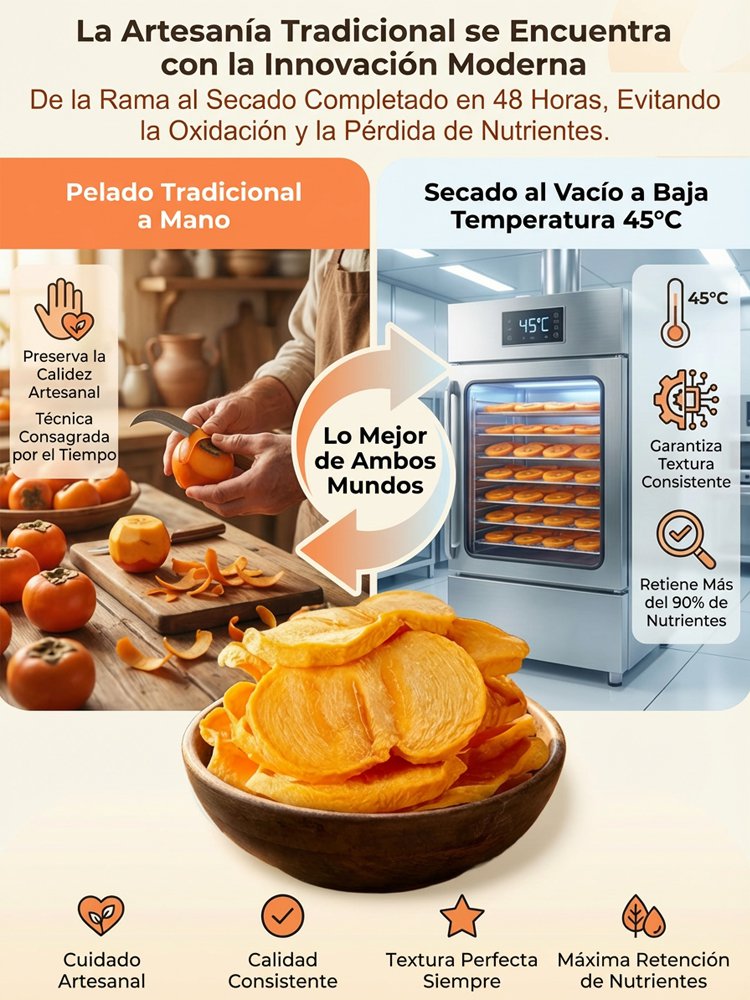 Rodajas de Caqui Seco, Elaboradas con Fruta  Fresca Seleccionada