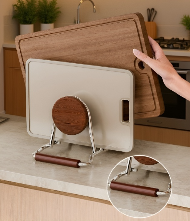 Helytakarékos rozsdamentes acél vágódeszka tároló