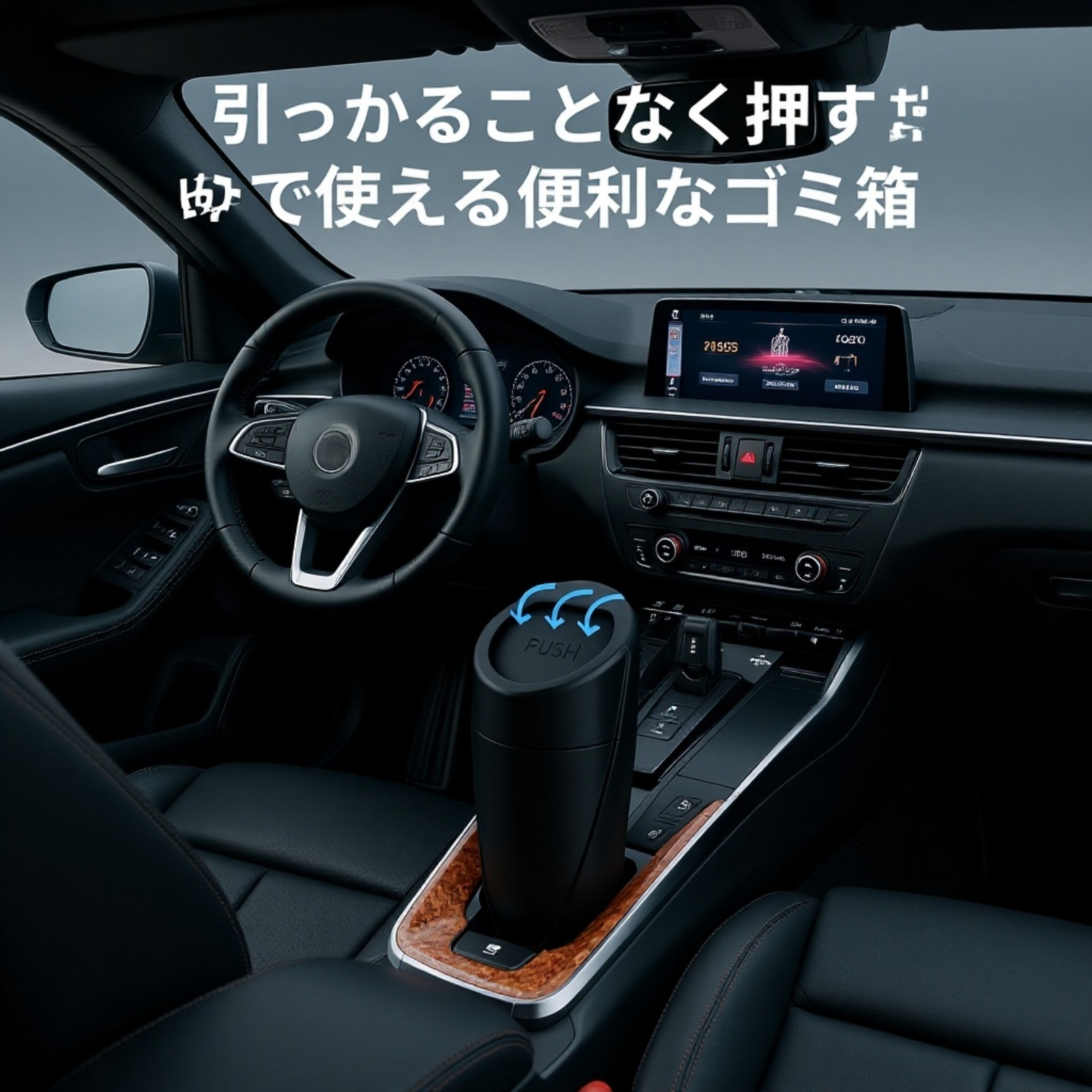 斜めインサートで省スペースの車用ゴミ箱