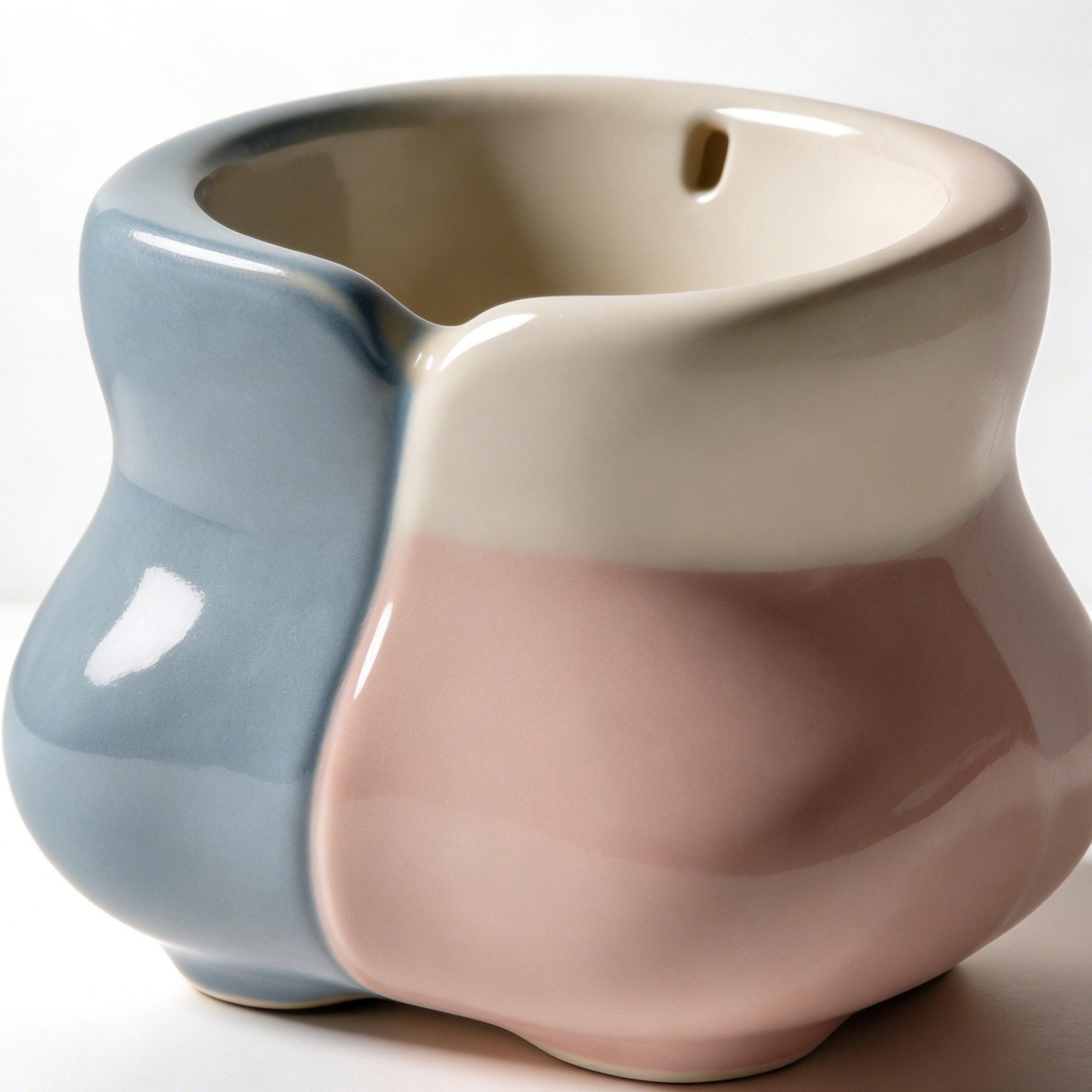 Close-up of the notched edge ceramic cup