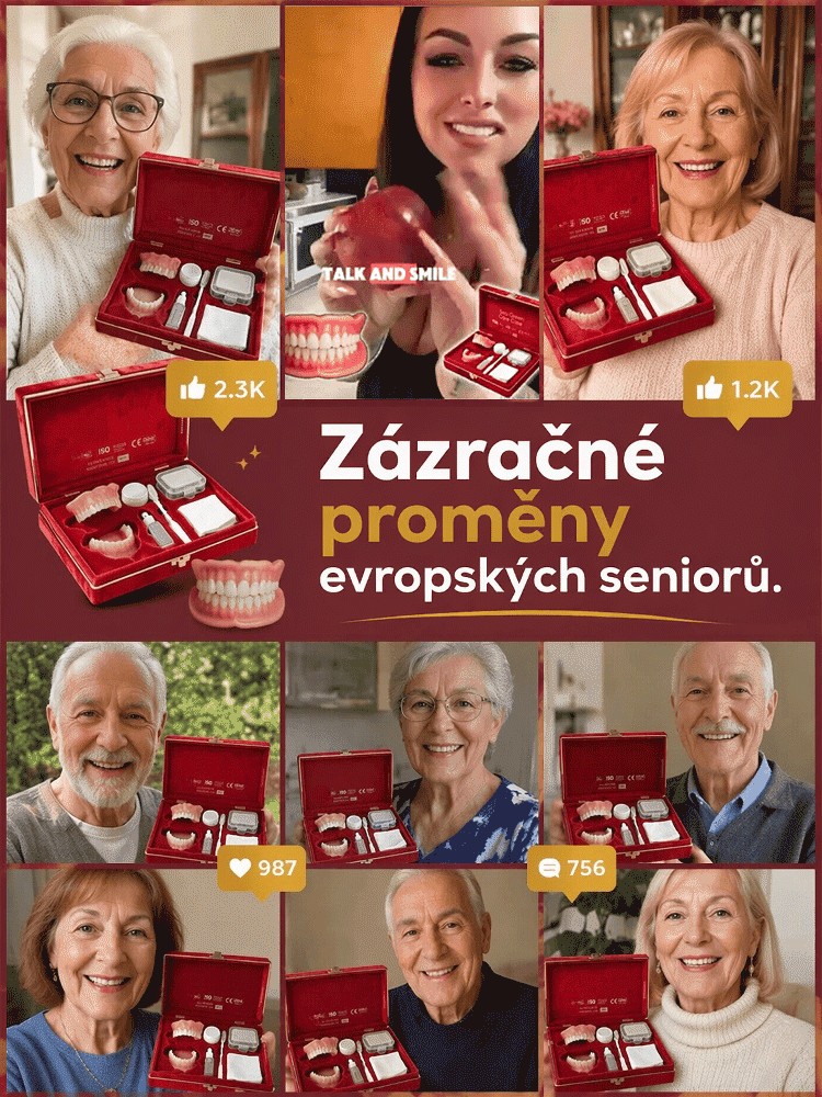 Dárková sada nových celoplošných zubních protéz