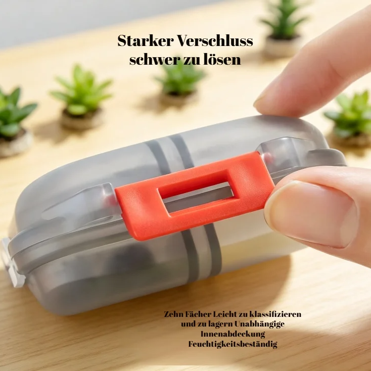 Tragbare transparente versiegelte Pillenbox mit Fächern