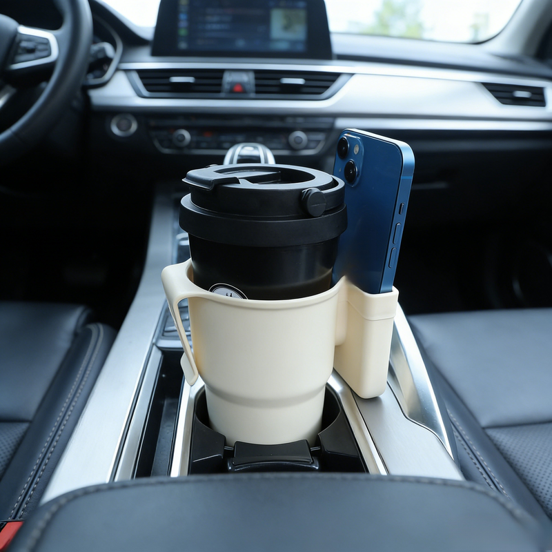 Wielofunkcyjny schowek samochodowy z uchwytem na kubek i telefon