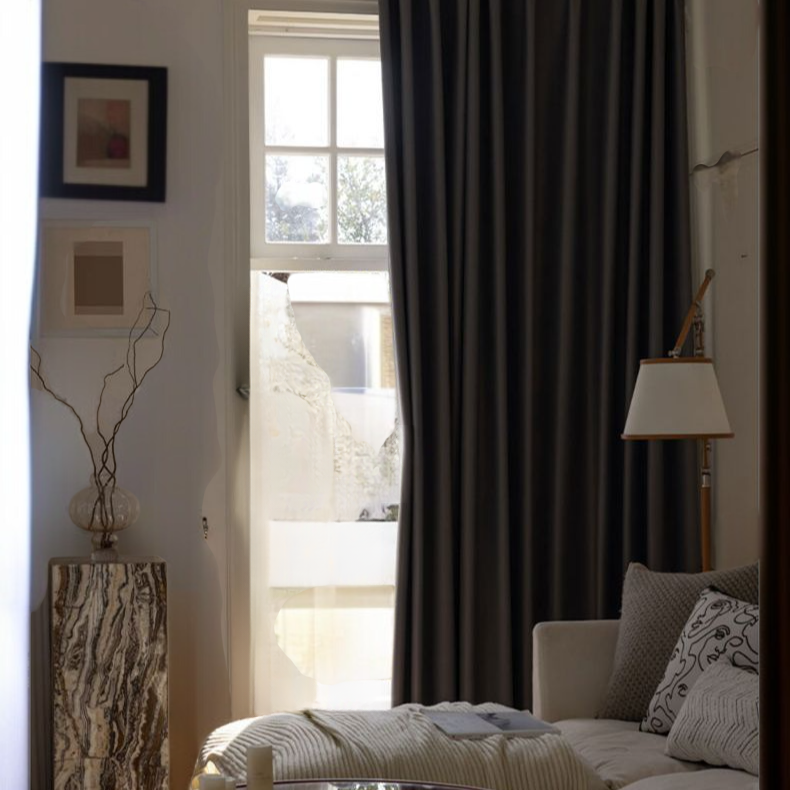 バルコニーフック遮光カーテン高精度グレー寝室カーテン仕上げカーテン熱と太陽の保護効果的な