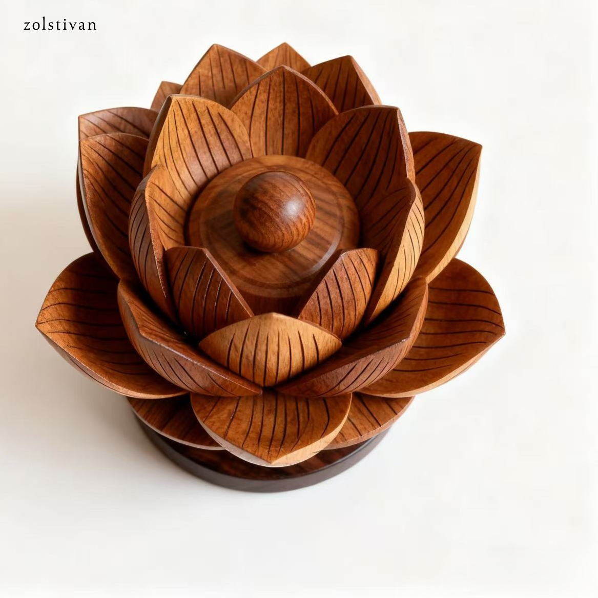 나무 연꽃 장식 (2개)