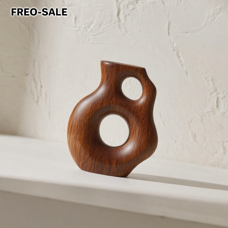 천연 원목 투각 꽃병 세트 3개 전체 모습