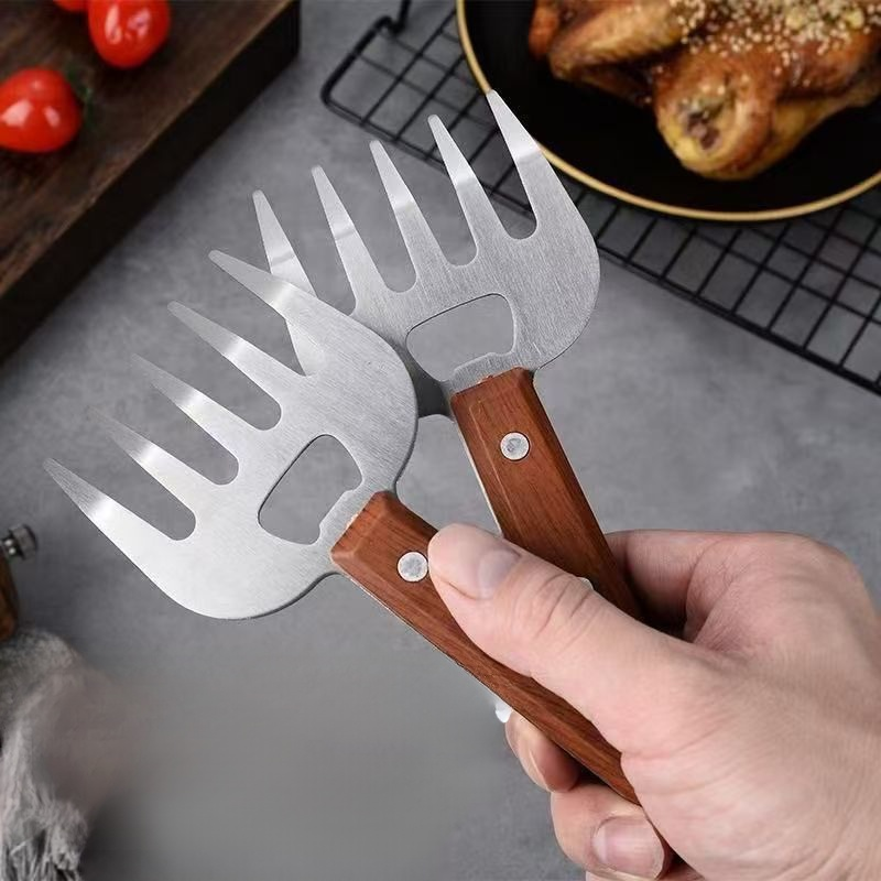 木目調ハンドル付きステンレス製ミートシャベル