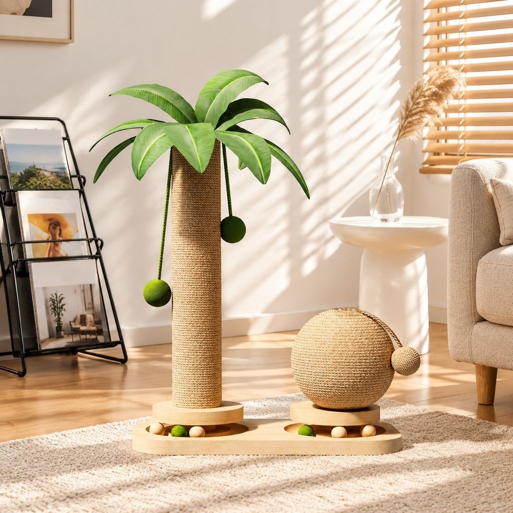 Árbol rascador para gatos con diseño de palmera
