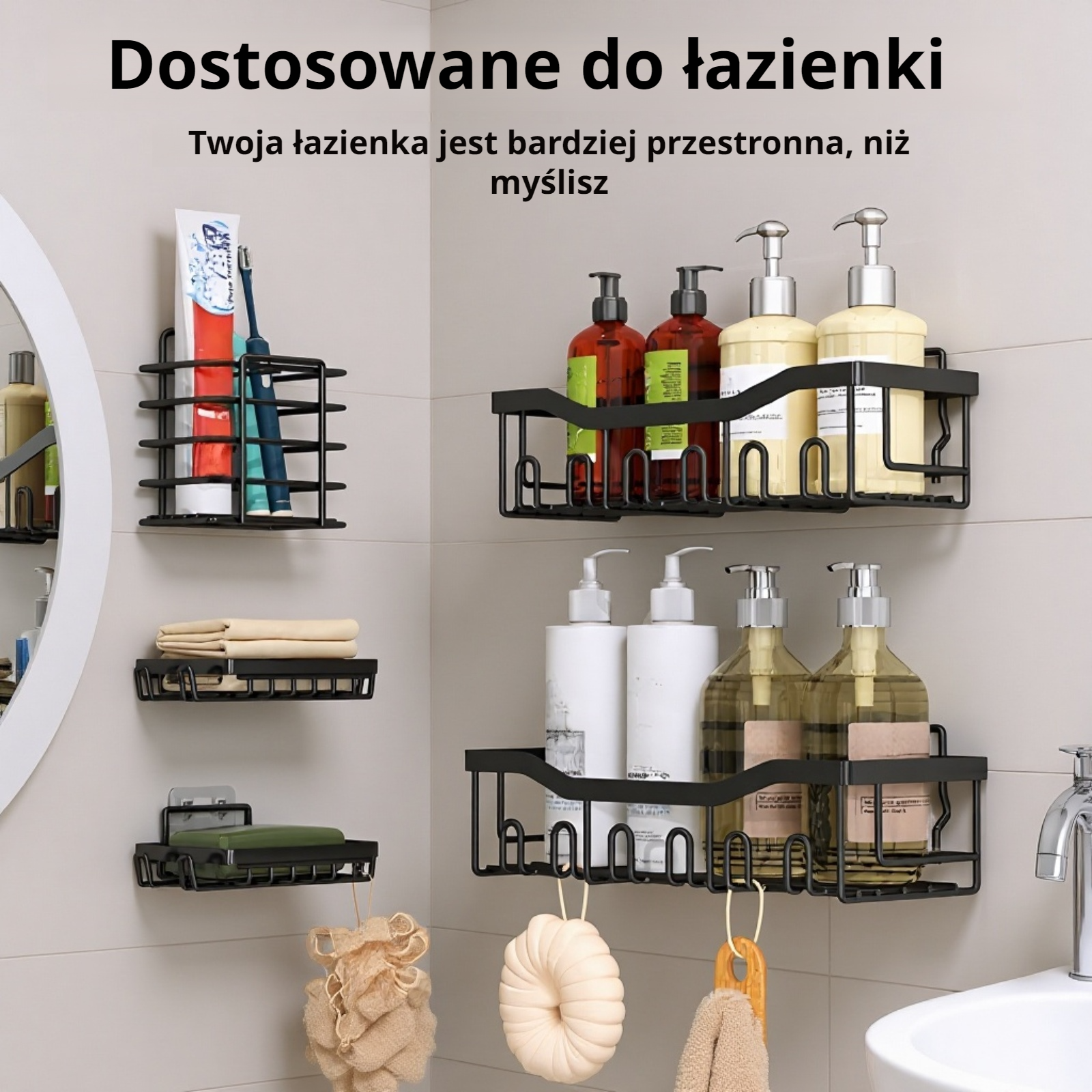 Półka łazienkowa z wytrzymałego materiału