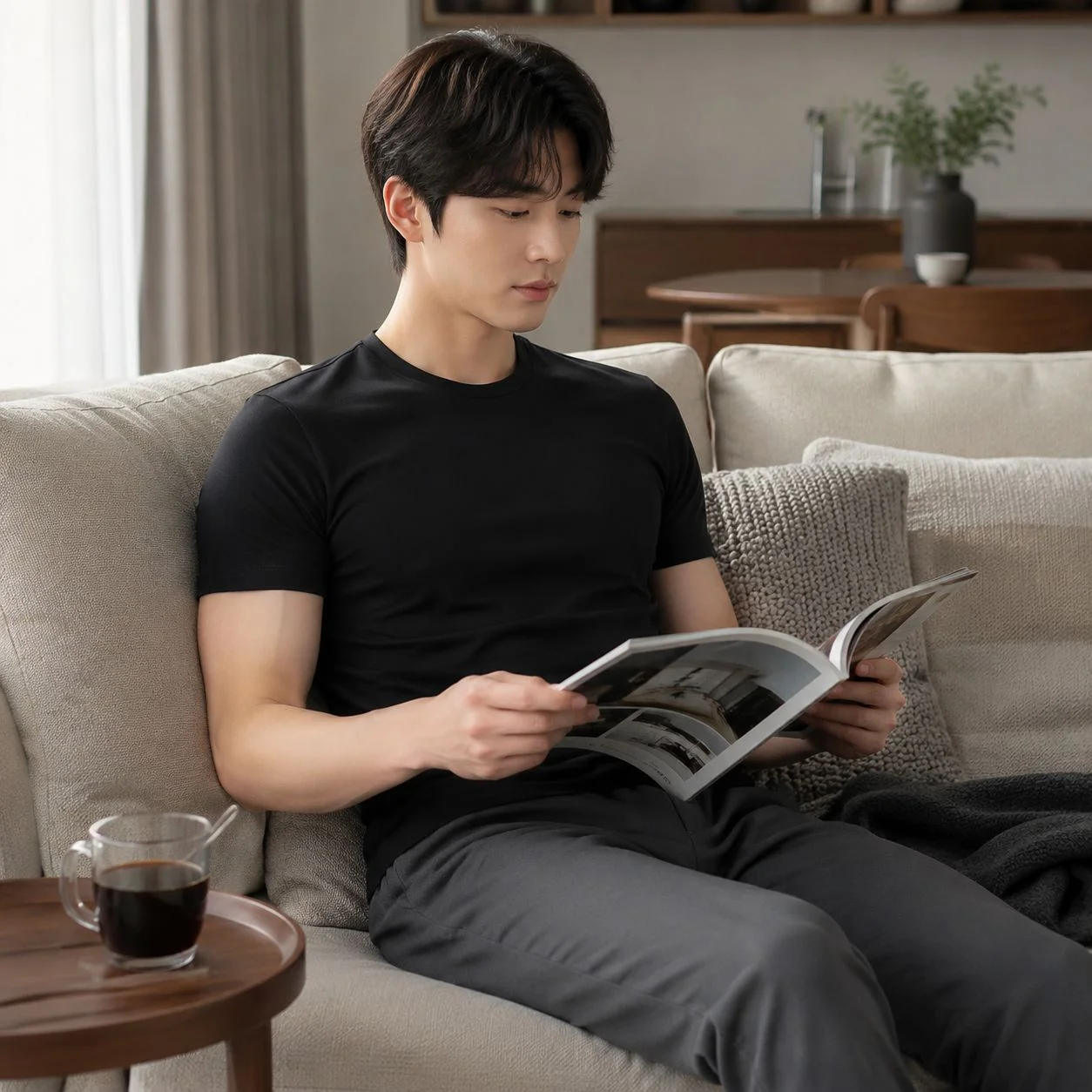 남자 통기성 솔리드 슬림핏 반팔 이너 티셔츠
