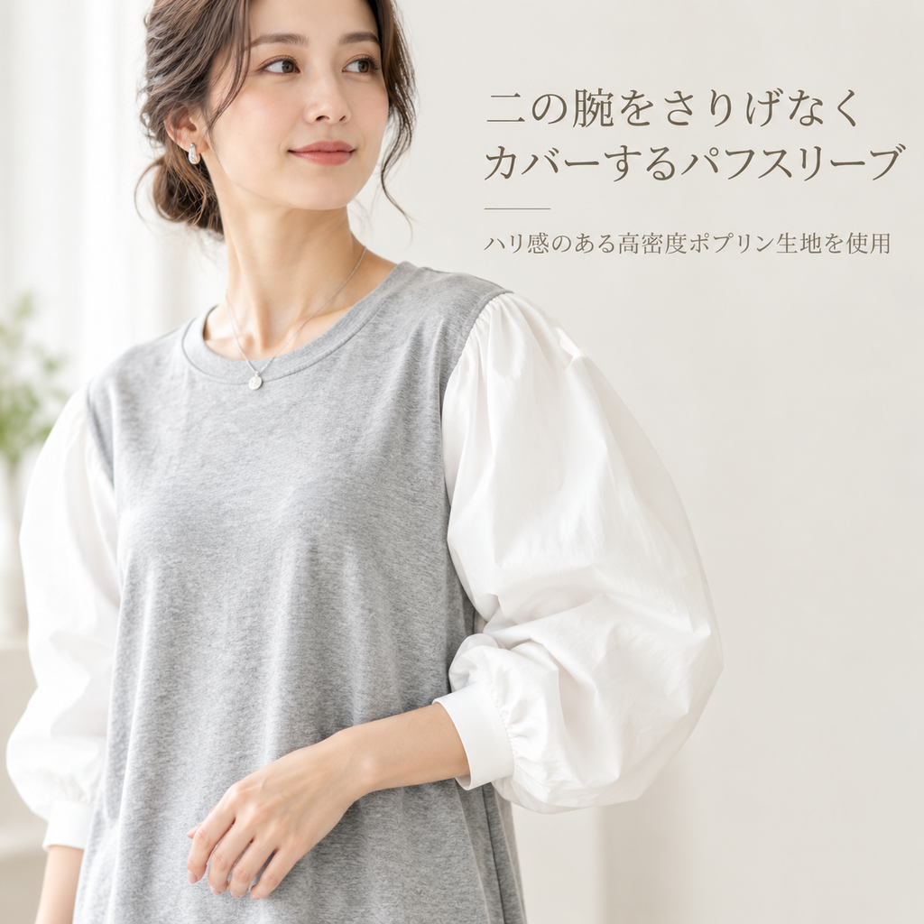 日系スタイル配色ベルスリーブワンピース・春秋用
