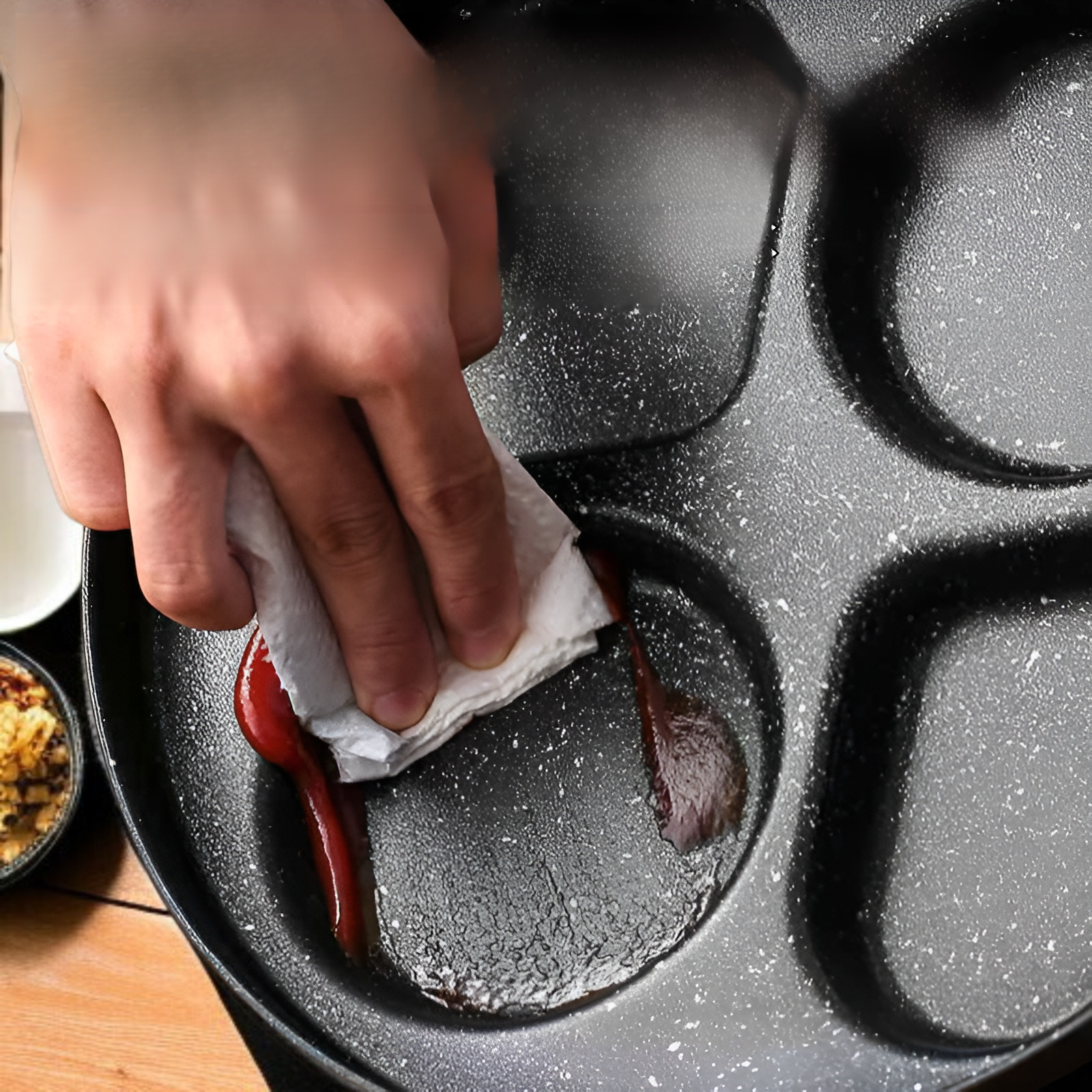 医療用石目アーティファクトフライパンのディテール