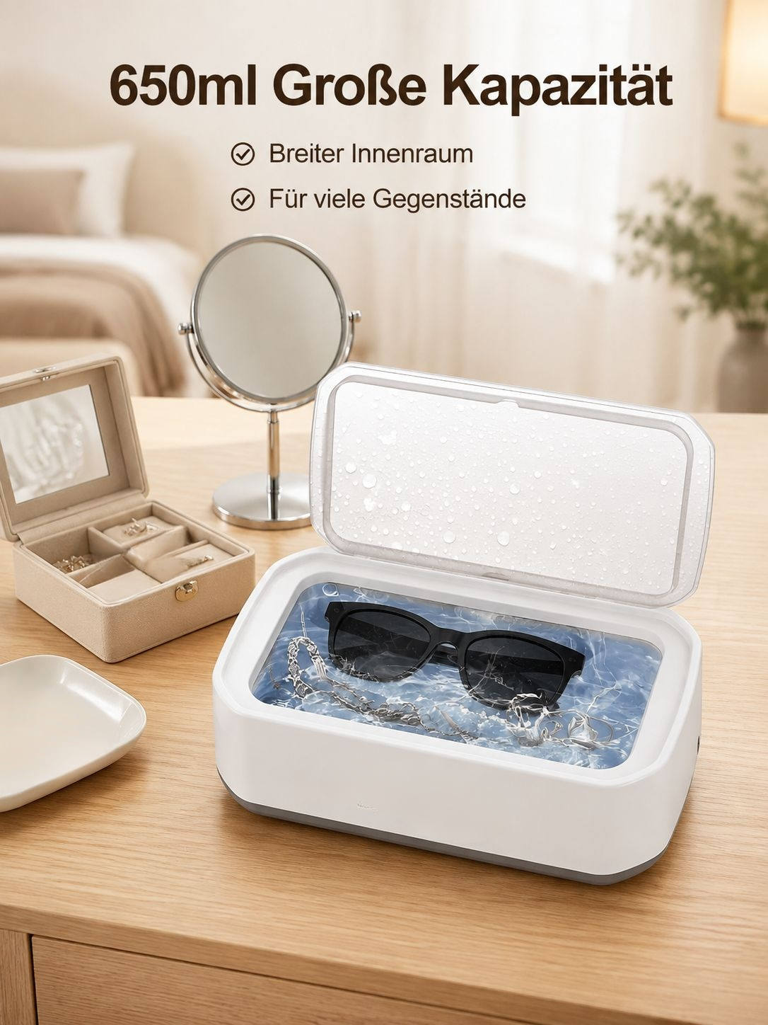 650ML Ultraschallreiniger für Brillen, Schmuck, Zahnspangen, Starke Reinigungskraft