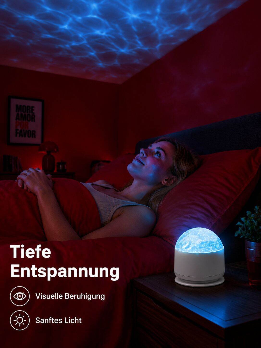 Wellenlicht Projektor für beruhigende Schlafzimmerbeleuchtung