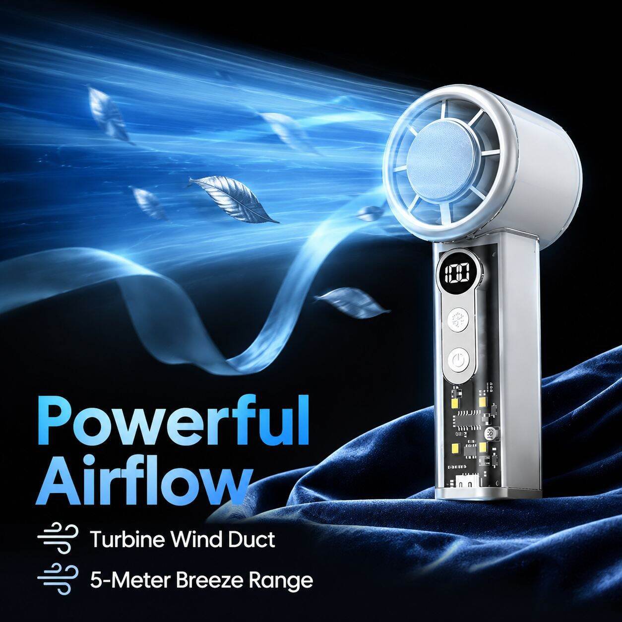 Digital Display Portable Mini Turbo High-Speed Fan