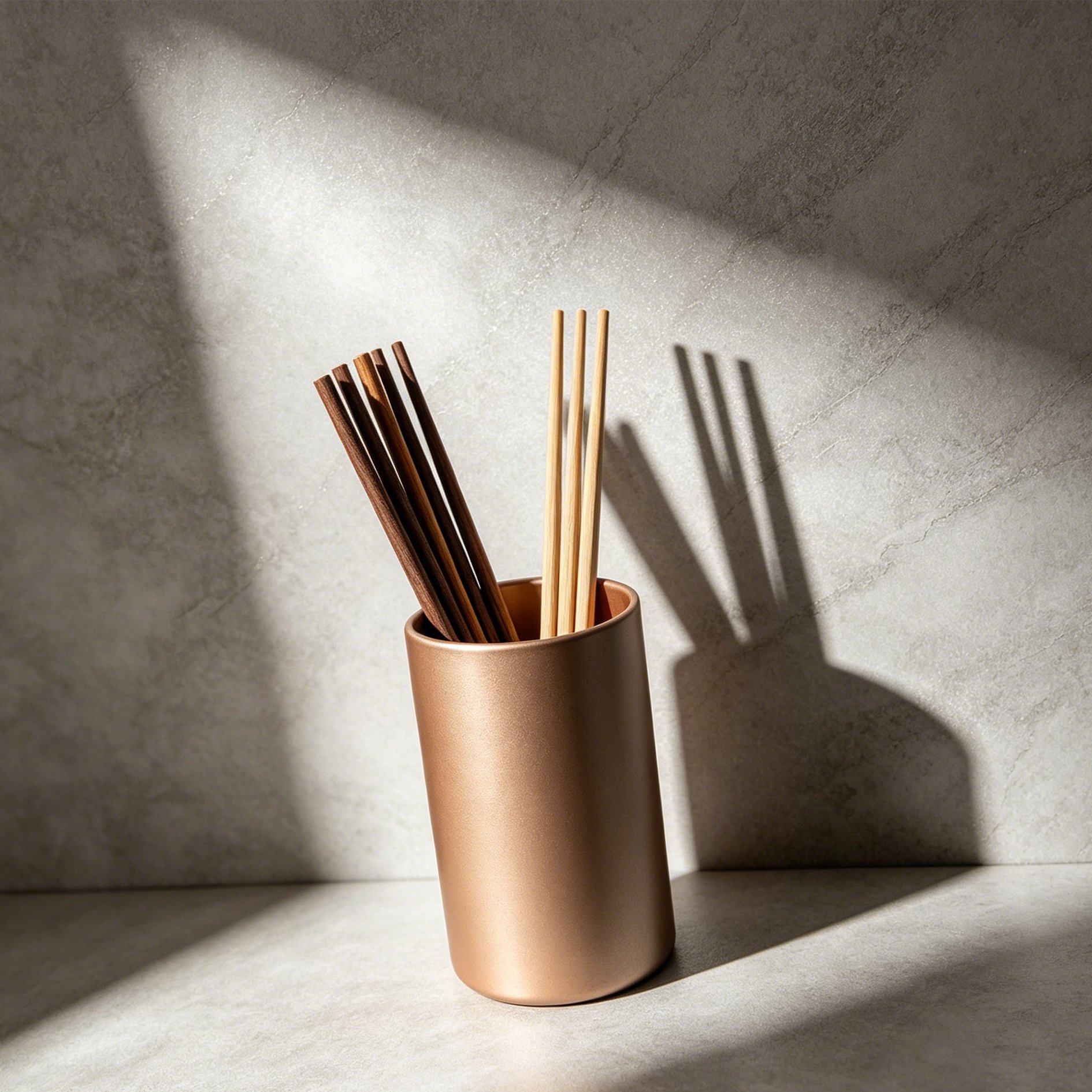 Stainless steel chopsticks holder on kitchen counter