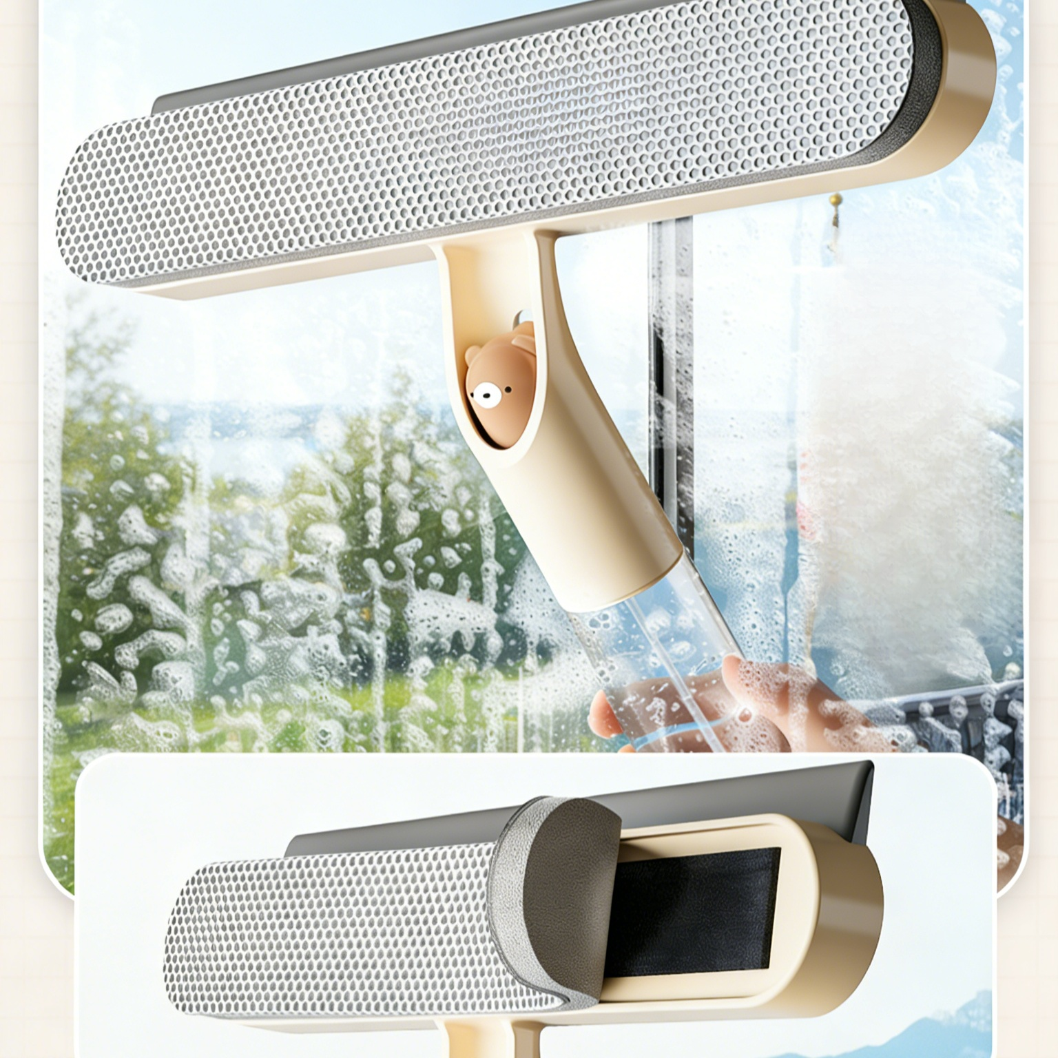 Glass wiper fourinone telescopic lengthened glass cleaner cleaning special glass cleaner