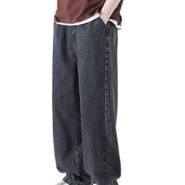 メンズアメリカンウォッシュジーンズ、ルーズストレート、トレンドブランドワイドパンツ、アメリカンハイストリート万能カジュアルロングパンツ