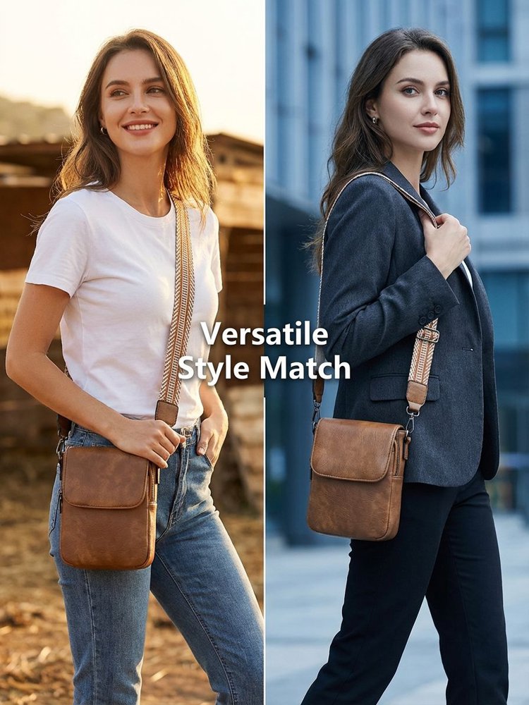 Retro versatile wide-strap crossbody small square bag