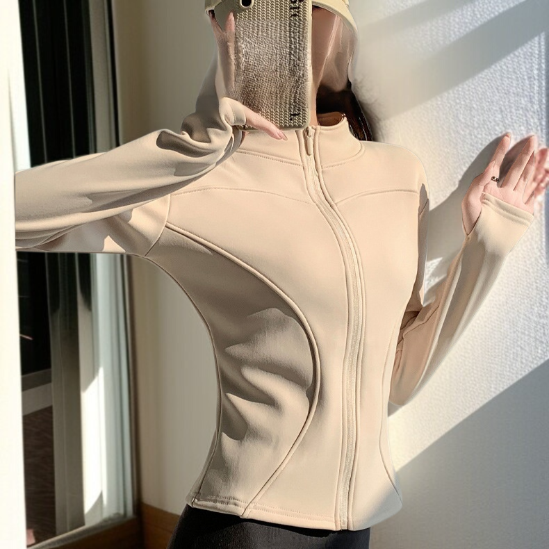 여성 다운 코트 가을 겨울 슬림 상의 긴팔 요가 피트니스 코트 러닝 보온 코트