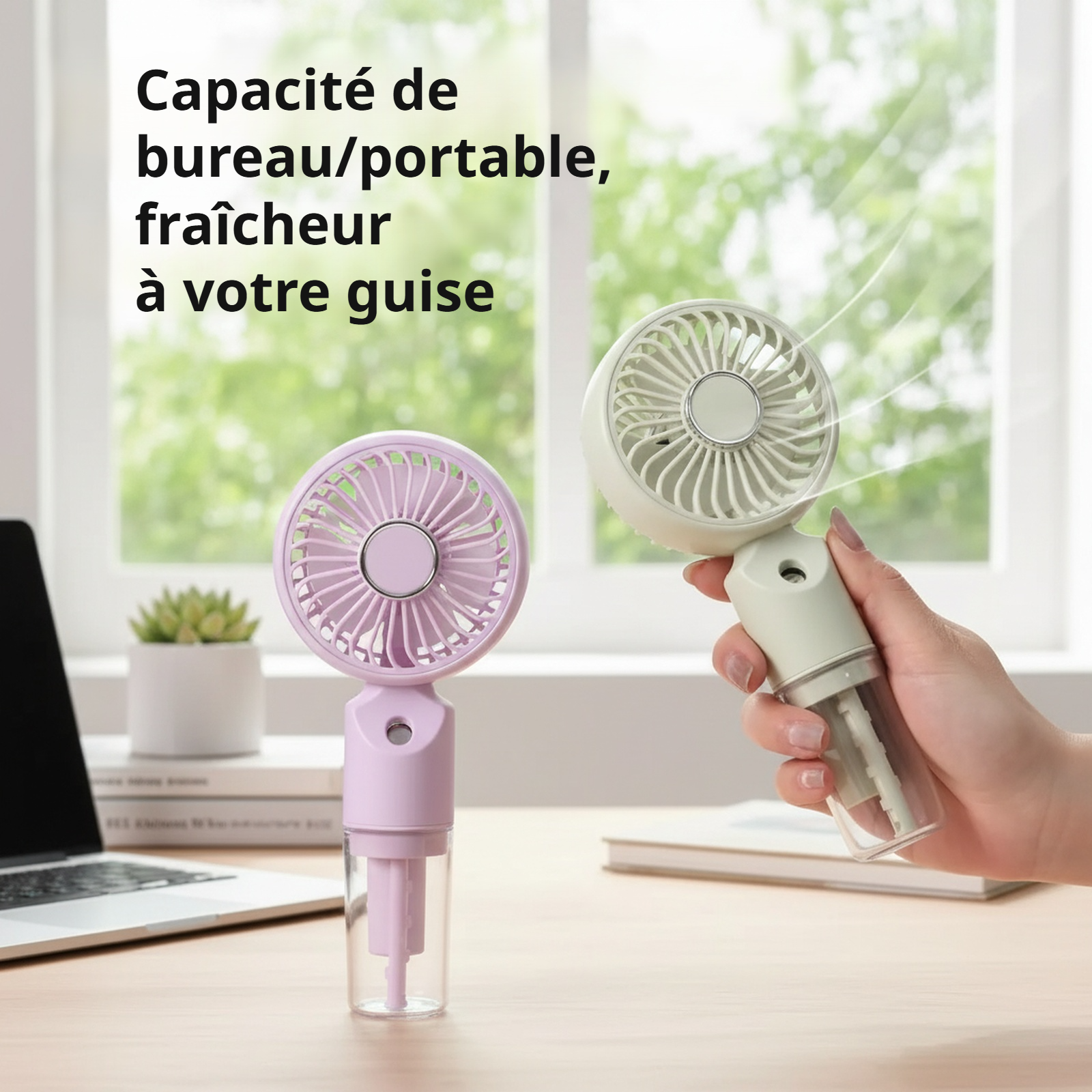 Ventilateur brumisateur portable à main, hydratant pour voyage en plein air