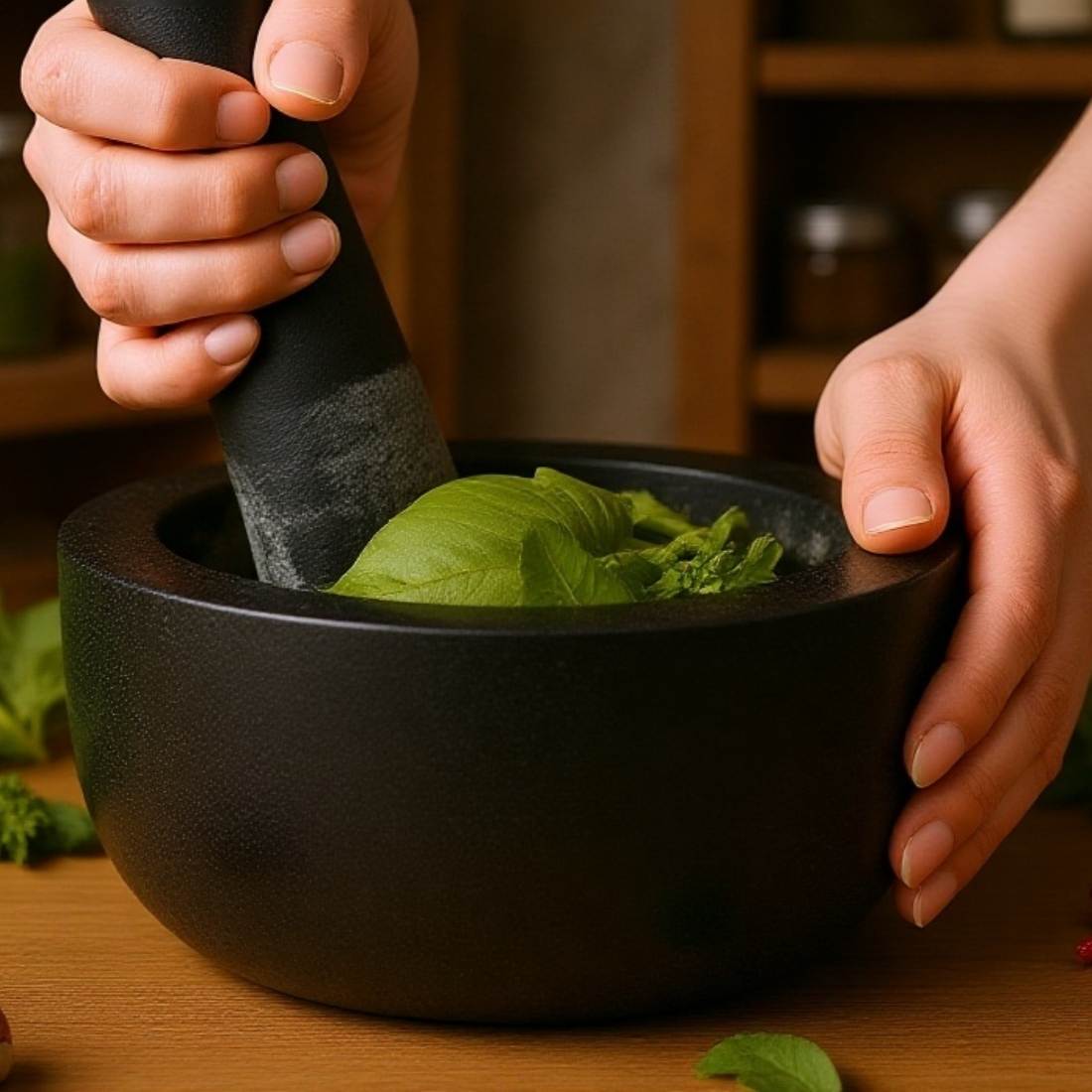 레트로 스타일 화강암 주방용 수동 마늘 다지기