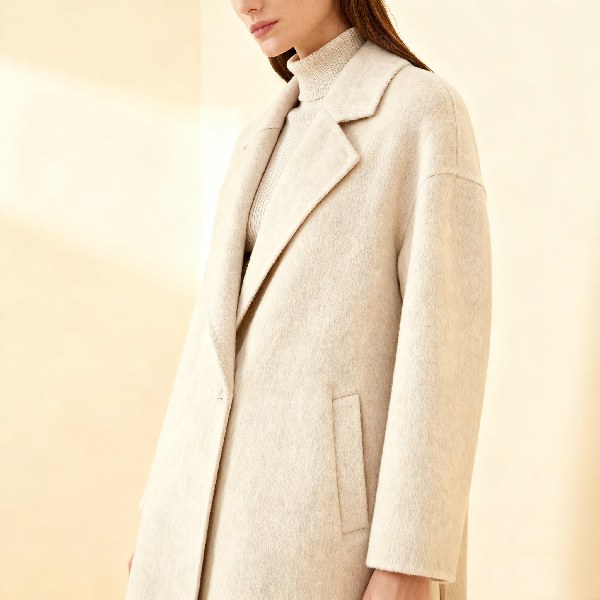 미백색 롱 코트