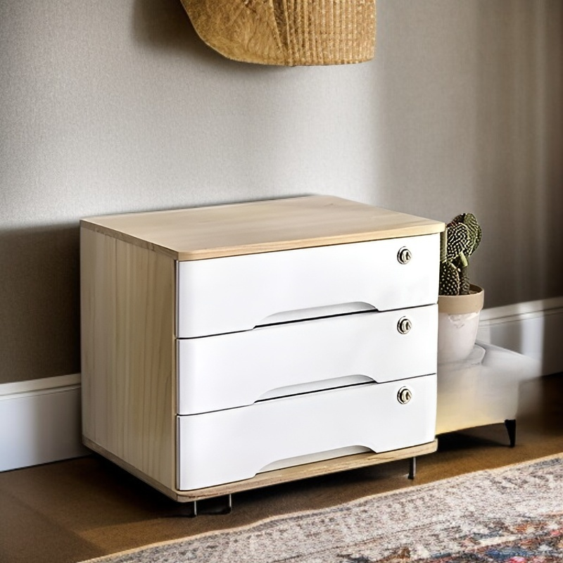 引き出し式木製オフィス雑貨収納キャビネット