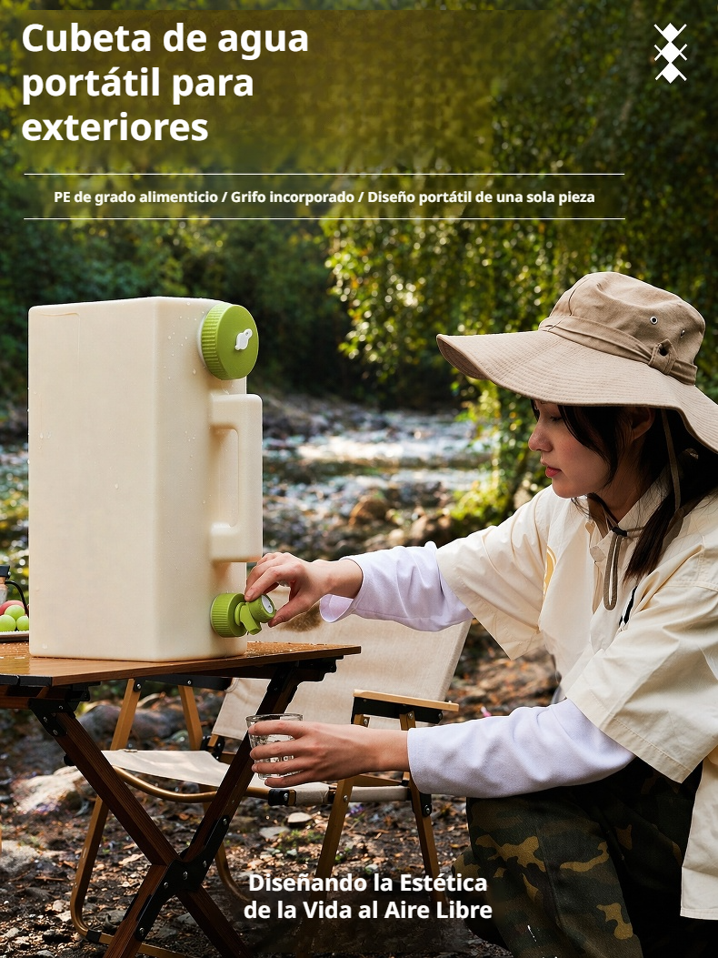 Contenedor de agua portátil de grado alimenticio para camping