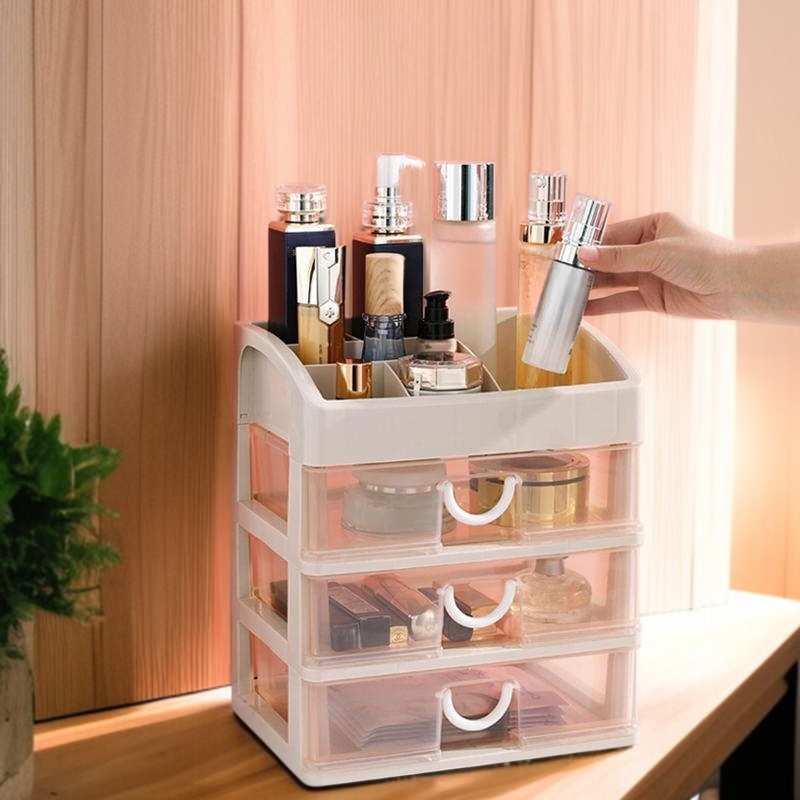 Studentenwohnheim Schreibtisch Kosmetik Aufbewahrungsschublade Transparenter Schrank