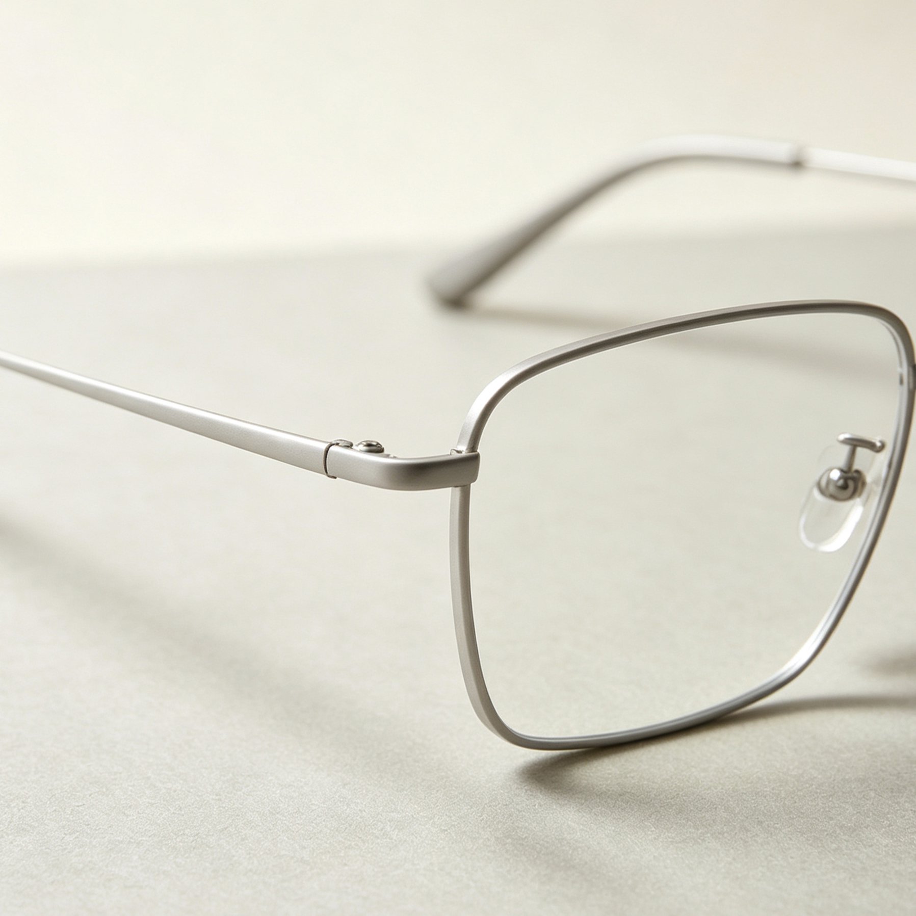 Side profile of metal square eyeglass frame