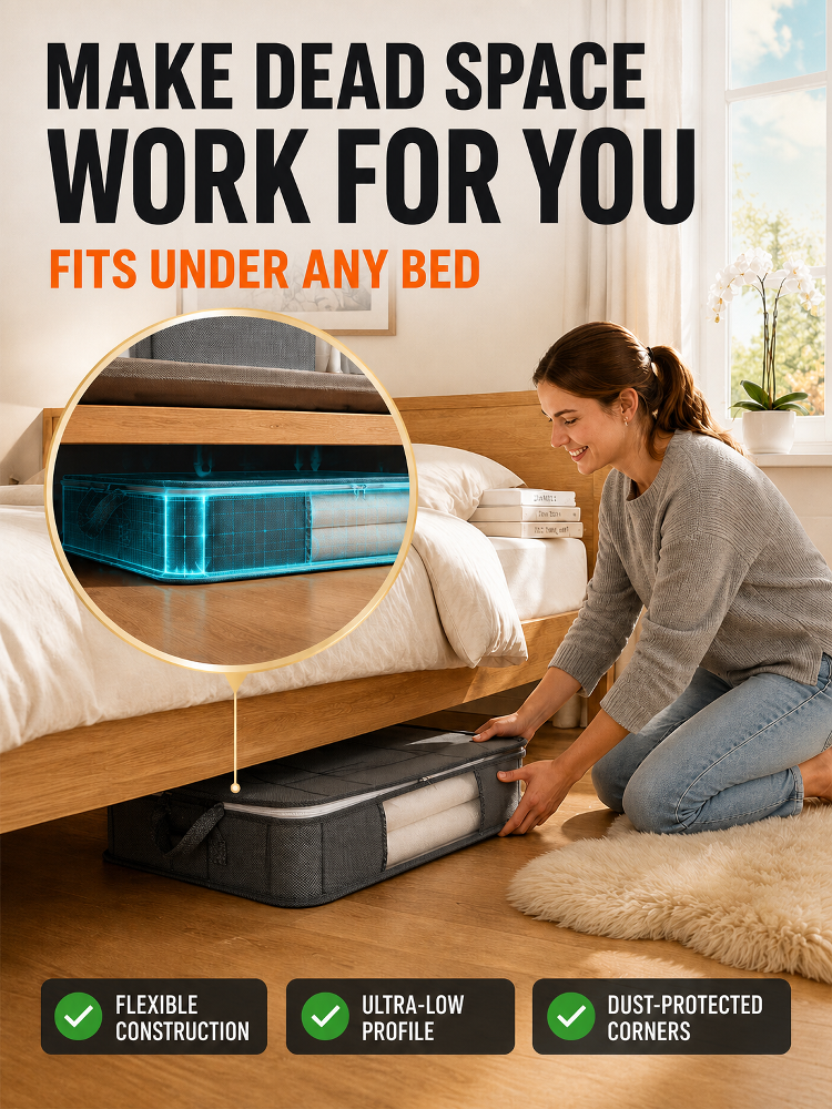 Heavy Duty Foldable Under Bed Storage Drawer, Large Capacity, Moisture Resistant