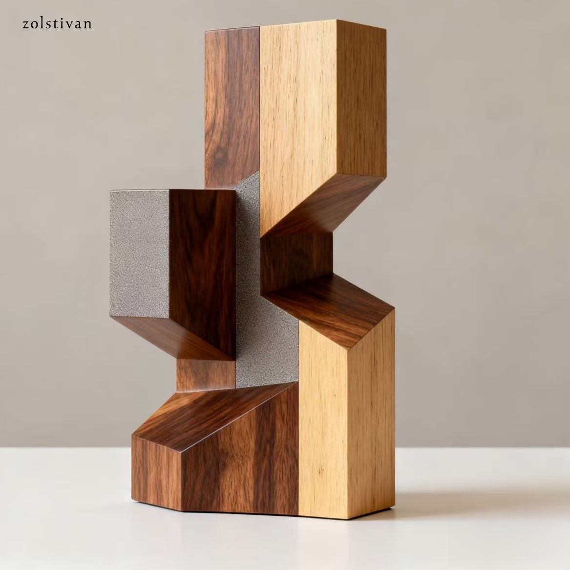 기하학적인 견고한 목재 예술 장식품(2개)