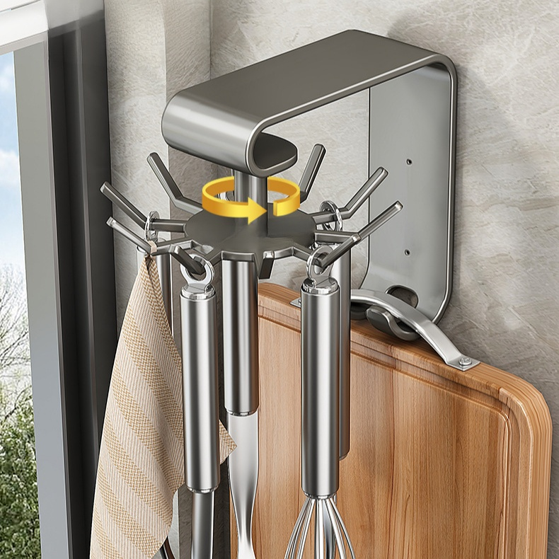 Multifunktionaler Wandhaken mit Drehfunktion – Aufbewahrungsregal für Küche, ohne Bohren