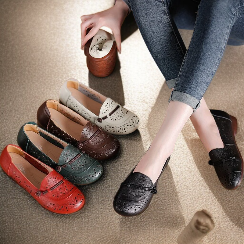 펀칭 에어로쿨 쿠션 엄마 신발 앞코 소가죽 샌들