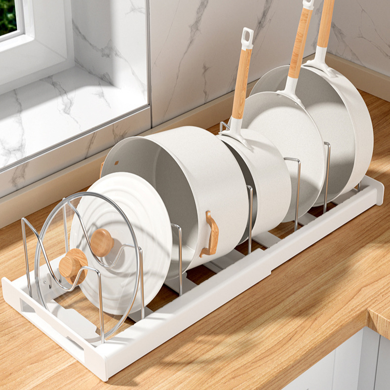 置物架拉伸可調節鍋蓋收納盒 廚房架子收納箱可伸縮鍋蓋收納盒