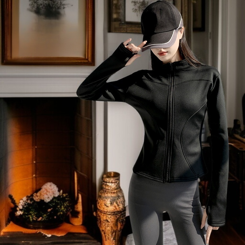 여성용 플리스 긴팔 슬림핏 코트