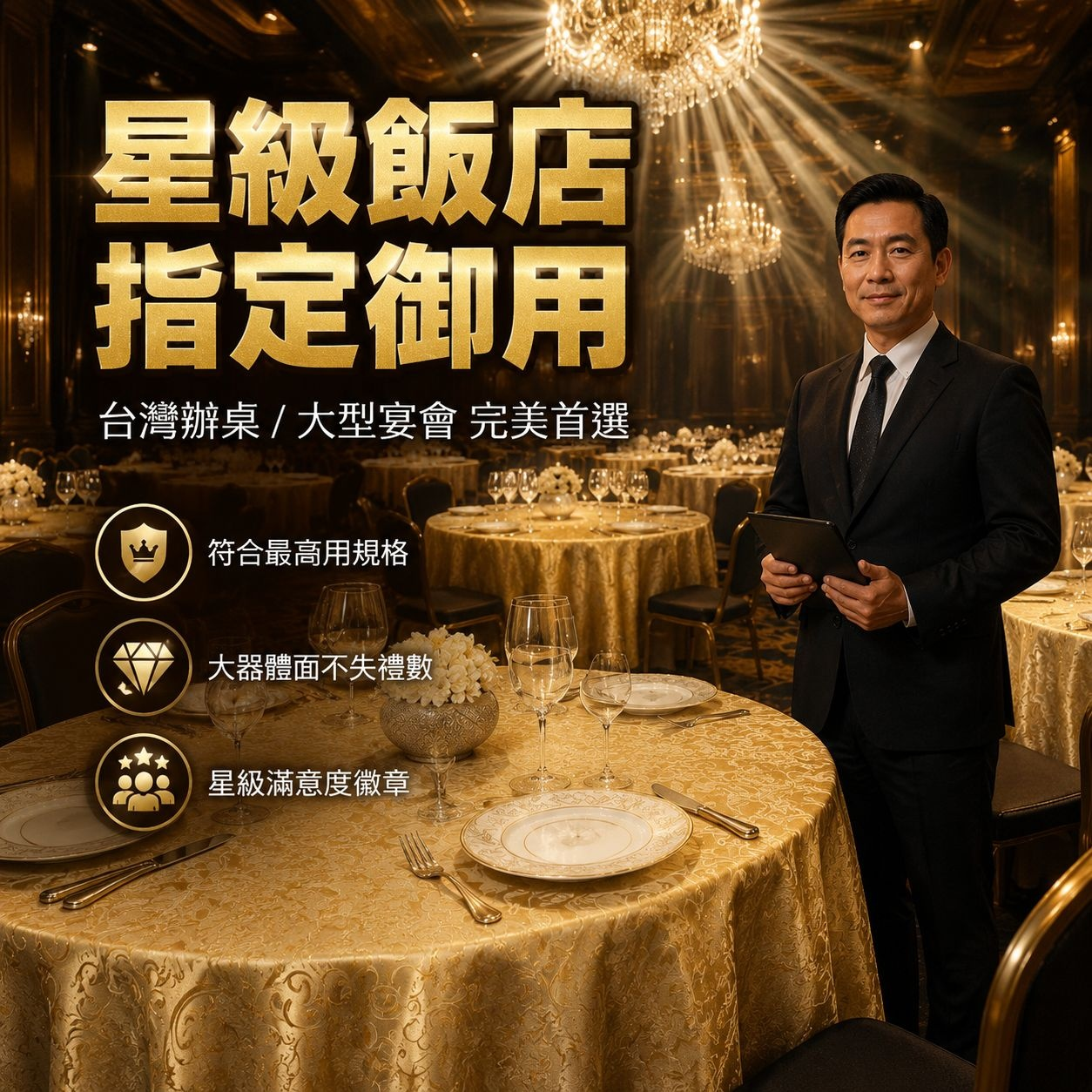 酒店餐桌加厚大圓桌布 抗皺耐磨鉤花設計