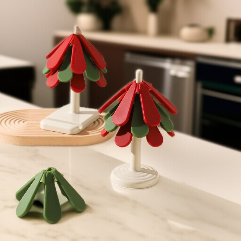 가정용 식탁 매트 뜨거운 접이식 내열 냄비 매트 크리스마스 트리 단열 매트