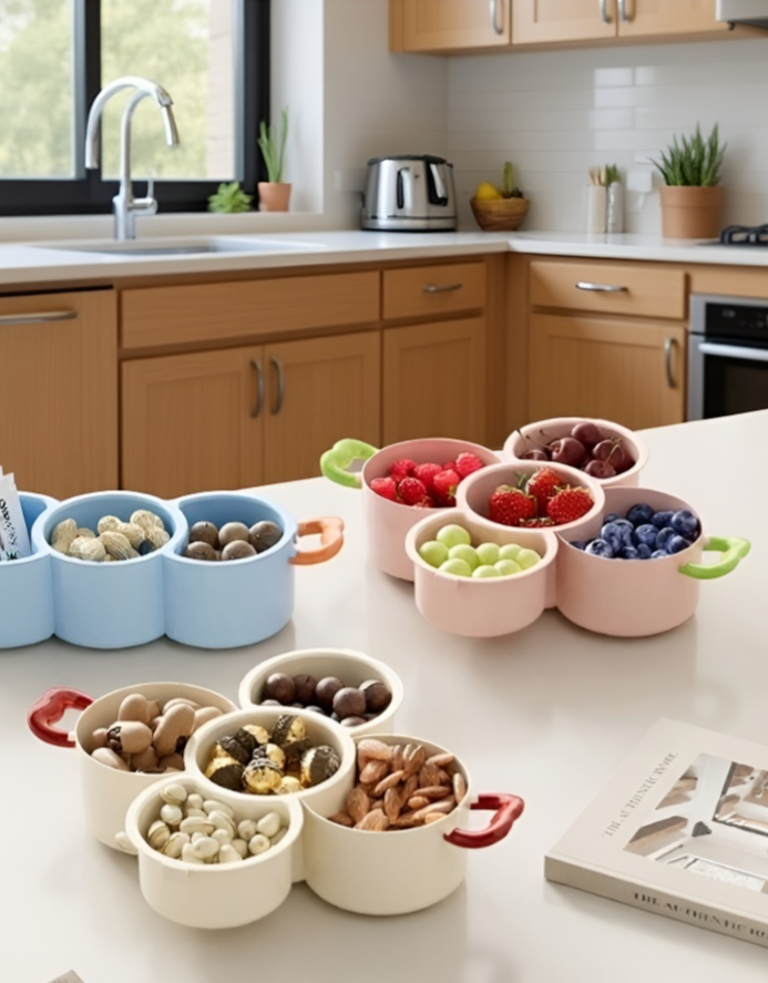 Fuente para frutas con doble bandeja extraíble