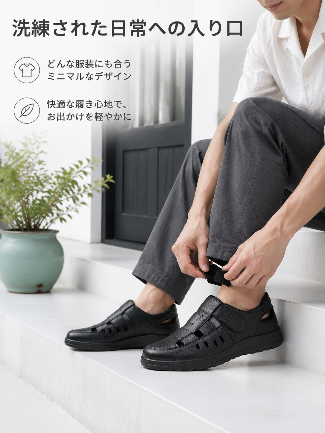メンズ夏通気性滑り止めカジュアルサンダル全体画像