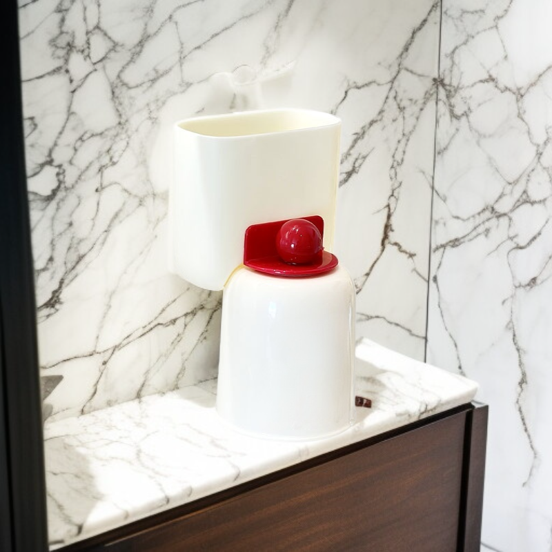 Non perforated magnetic suction inverted drain toothbrush cup storage rack