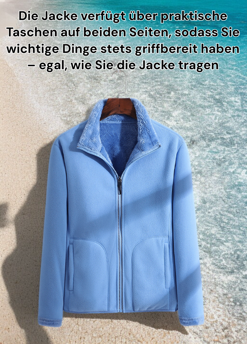 Wende-Fleecejacke für Damen in Grau und Rosa